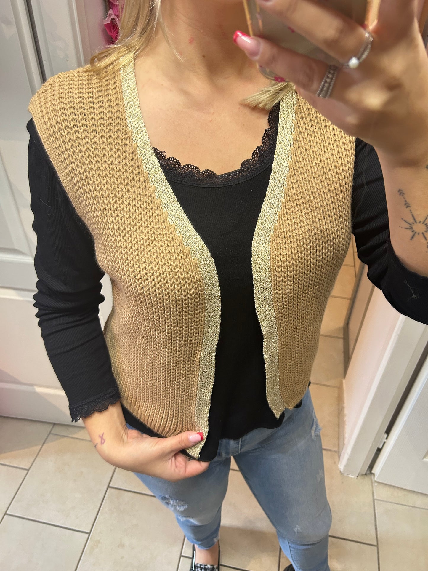 Gilet en maille camel