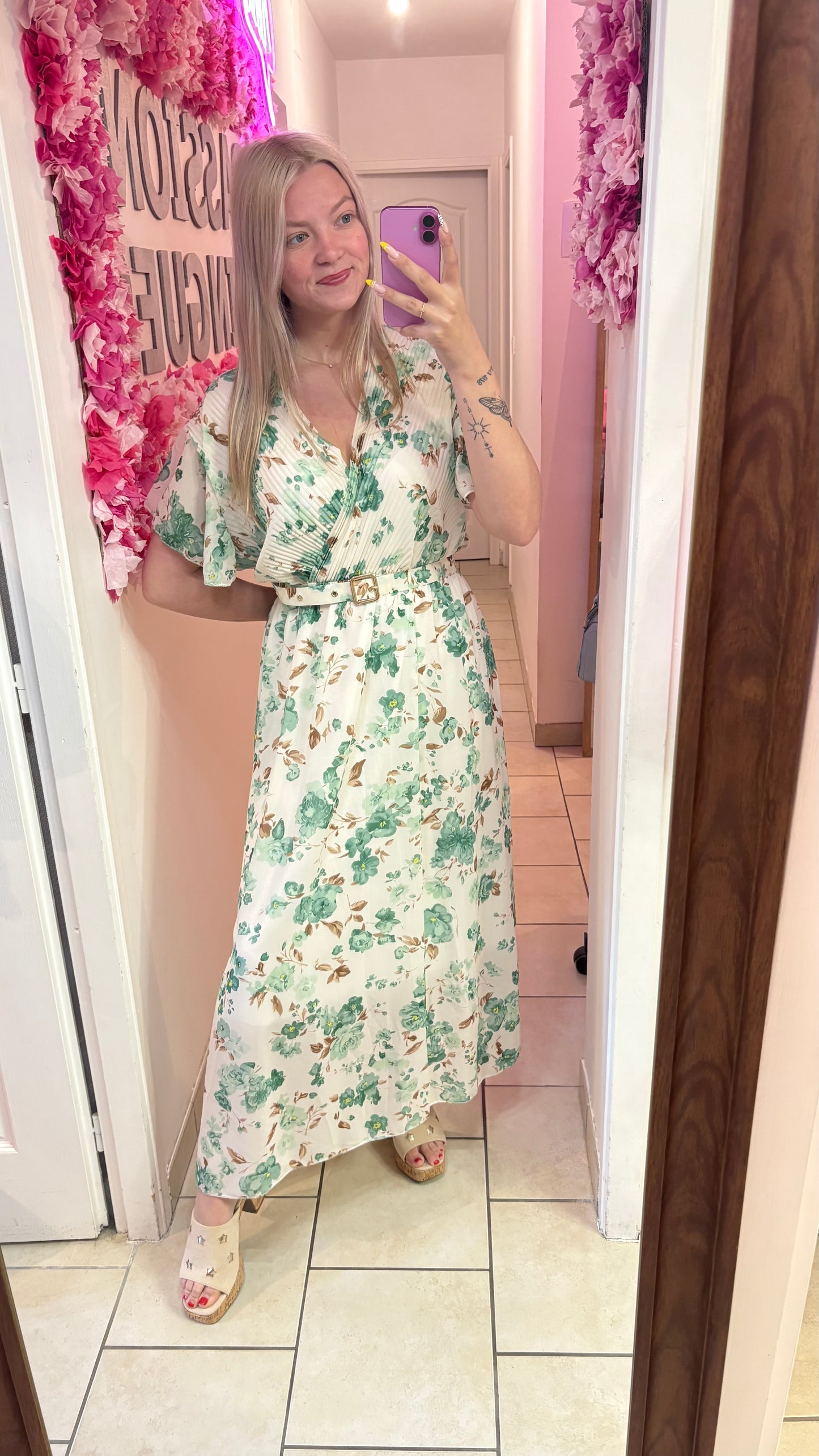 Robe longue à ceinture