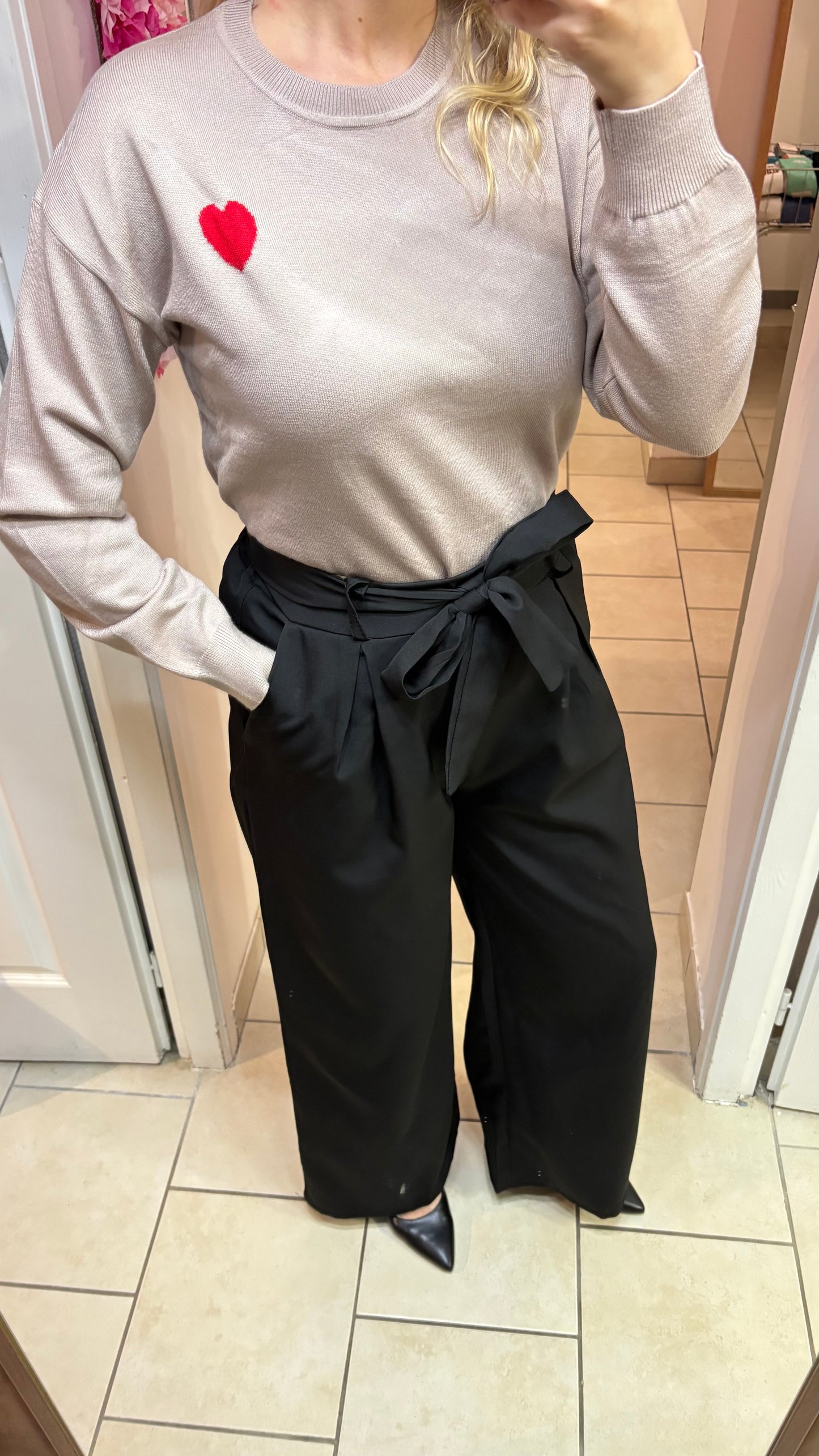 Pull à cœur taupe