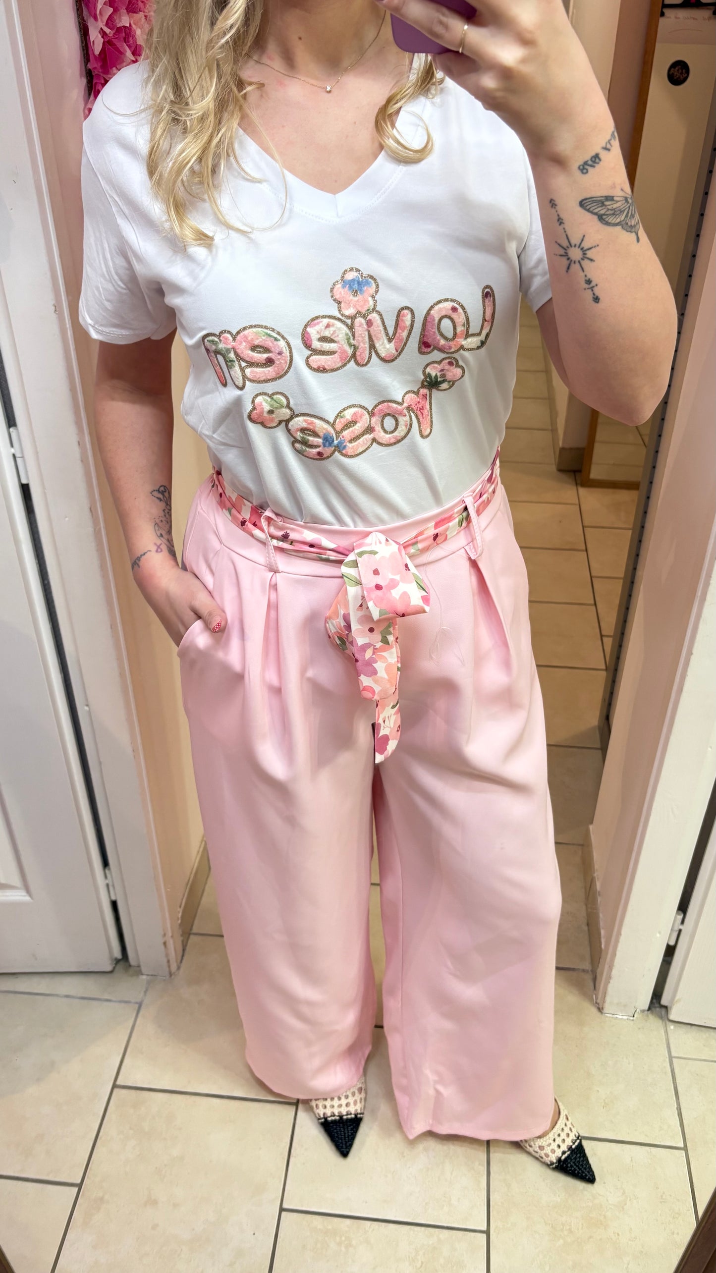 Pantalon rose poudrée 36/42