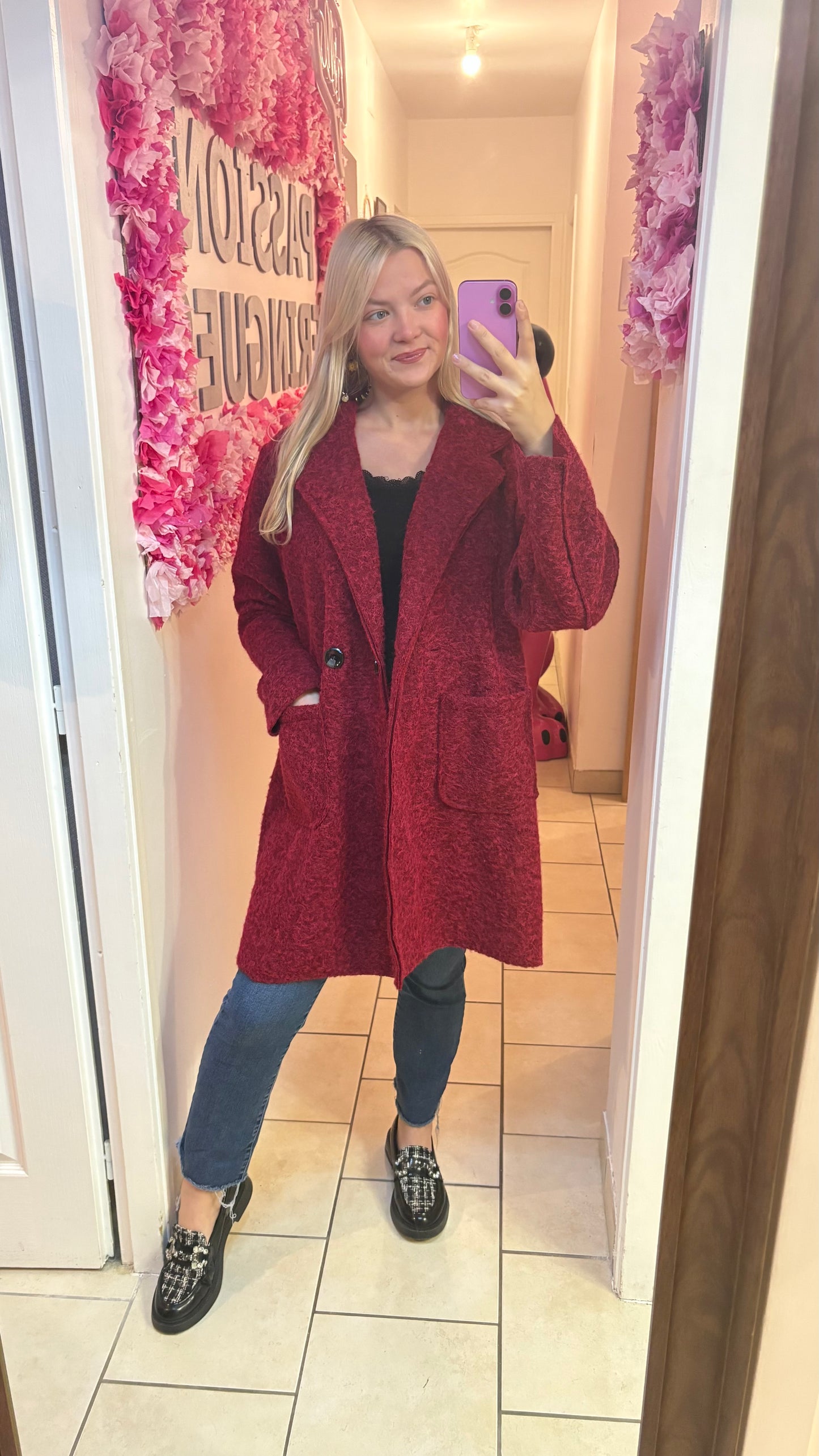 Manteau long bordeaux