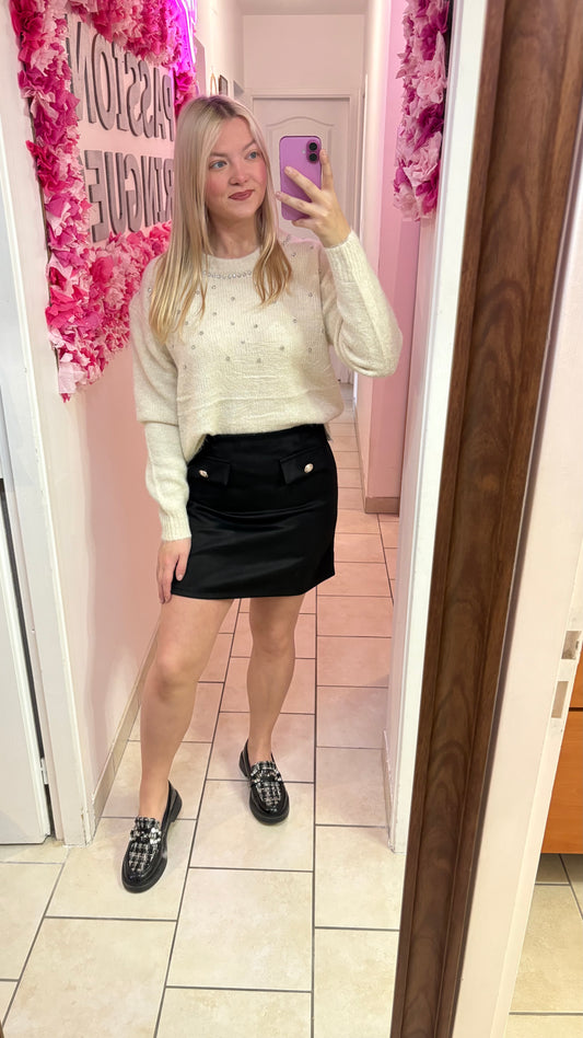 Pull à strass beige