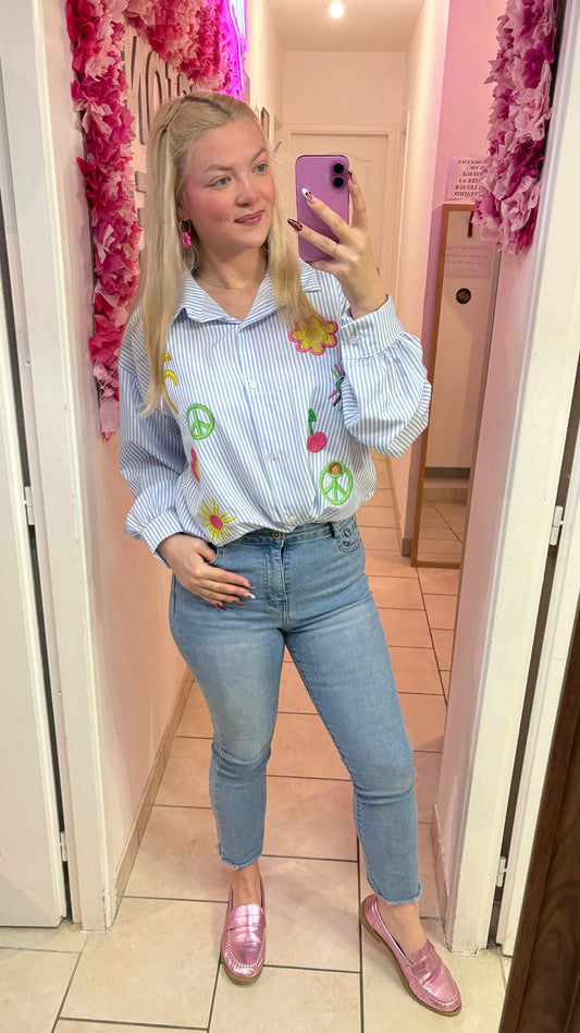 Chemisier bleu oversize