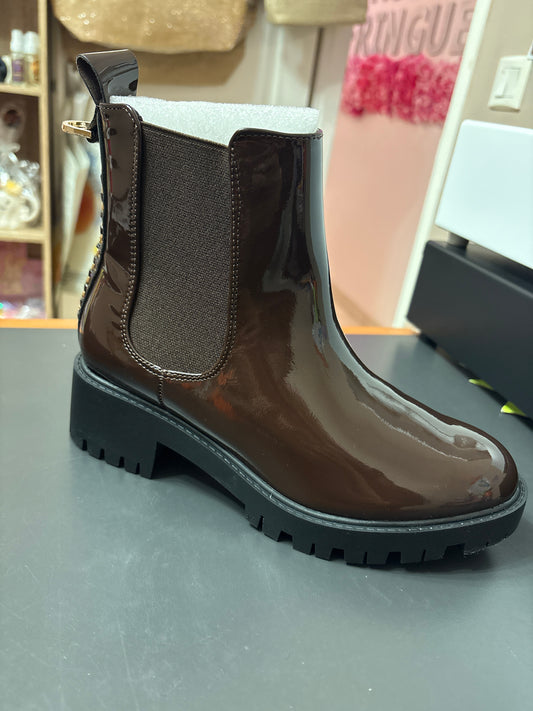 Bottines vernis choco