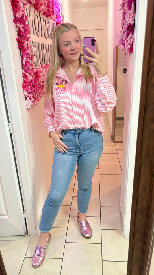 Chemisier rose oversize