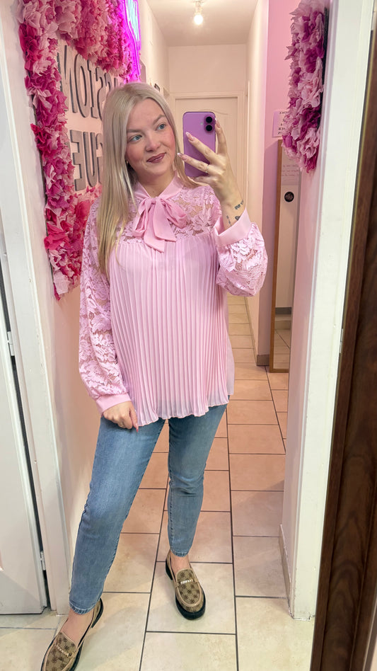 Chemisier plissé rose