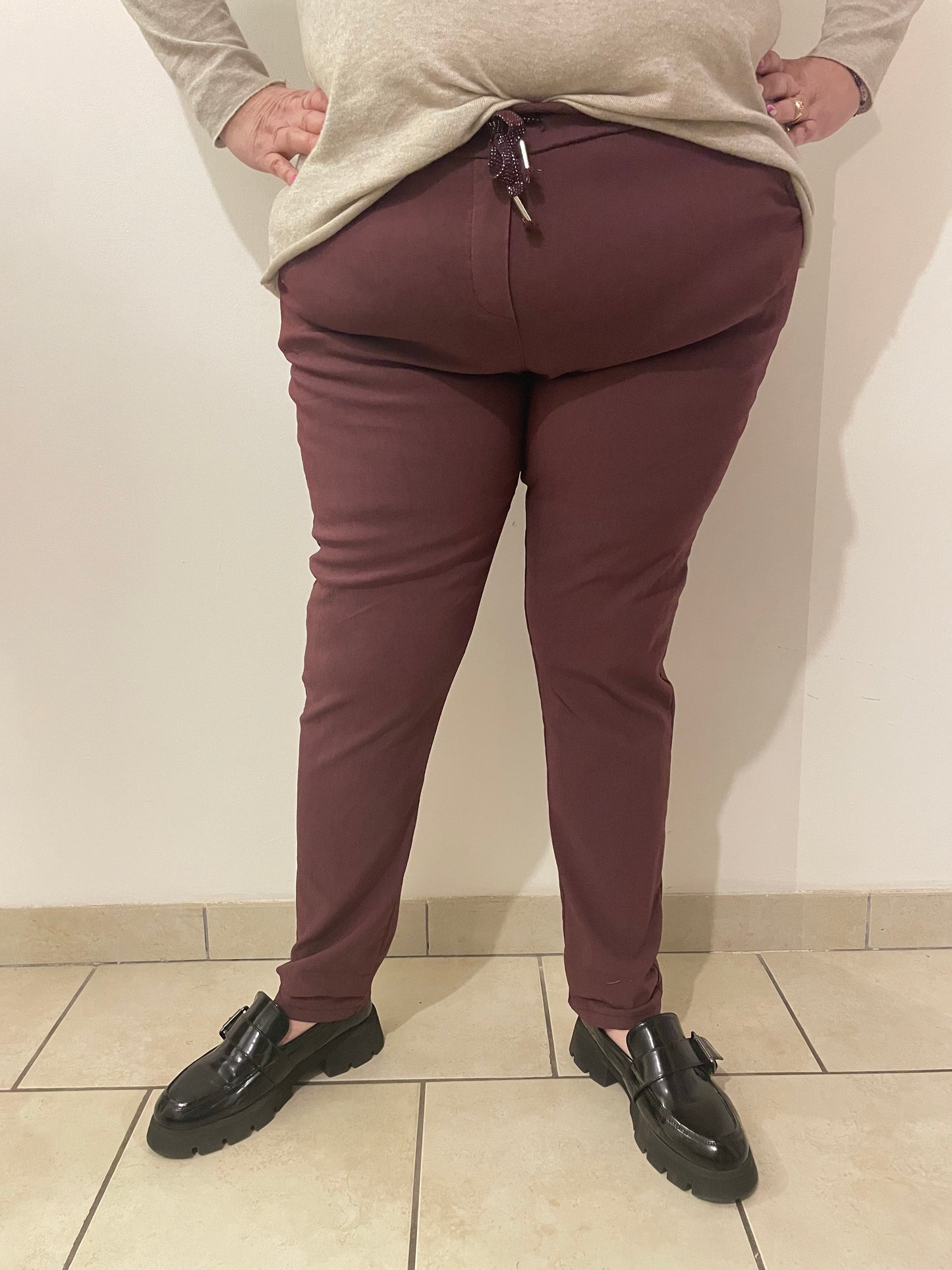 Pantalon magique grande taille prune